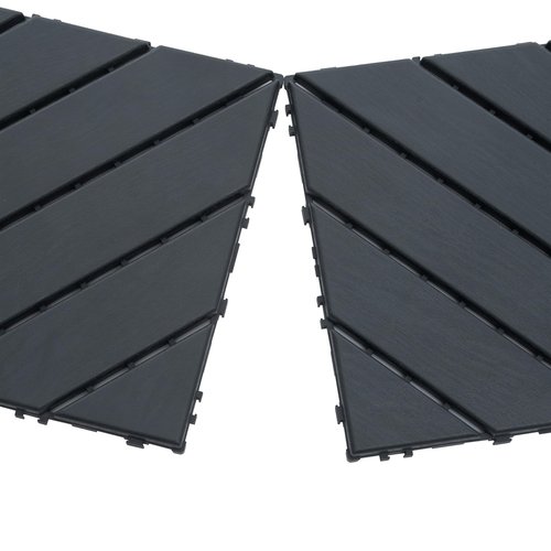 kejector 44 Pack Plastic Interlocking Deck Tiles,Patio Deck Tiles 12"x12" Square Waterproof Flooring Outdoor All Weather Use Slip-Resistant Decking Tiles for Poolside Balcony Backyard,Twill Lines