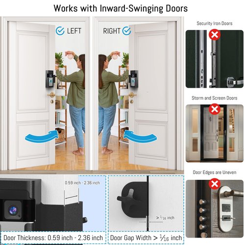 Anti Theft Ring Doorbell Mount - Renter Friendly Ring Doorbell Holder for Apartment Door - All Metal Ring Door Bracket Blink Doorbell Mount No Drill