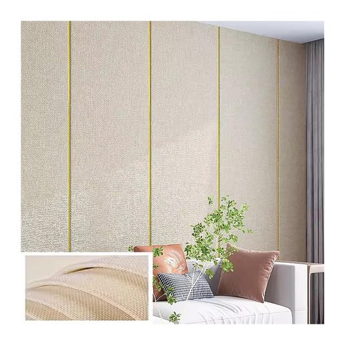 KGDJBGSE Soundproof Paneling Cloth Wall Sticker,Peel and Stick Grasscloth Wallpaper, Linen Cloth Textured Wallpaper, Removable Wallpaper for Wall(Light Yellow)