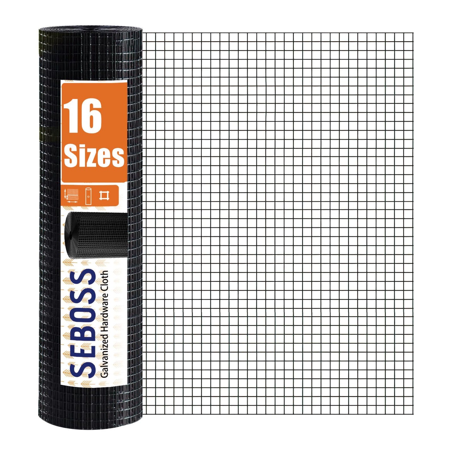 SEBOSS Black Hardware Cloth 1/2 inch 48 x 100 Ft 19-Gauge, Vinyl Coated Wire Mesh Roll, Chicken Wire Fencing, Garden Fencing, Welded Wire Fence Roll, Wire Mesh Fencing