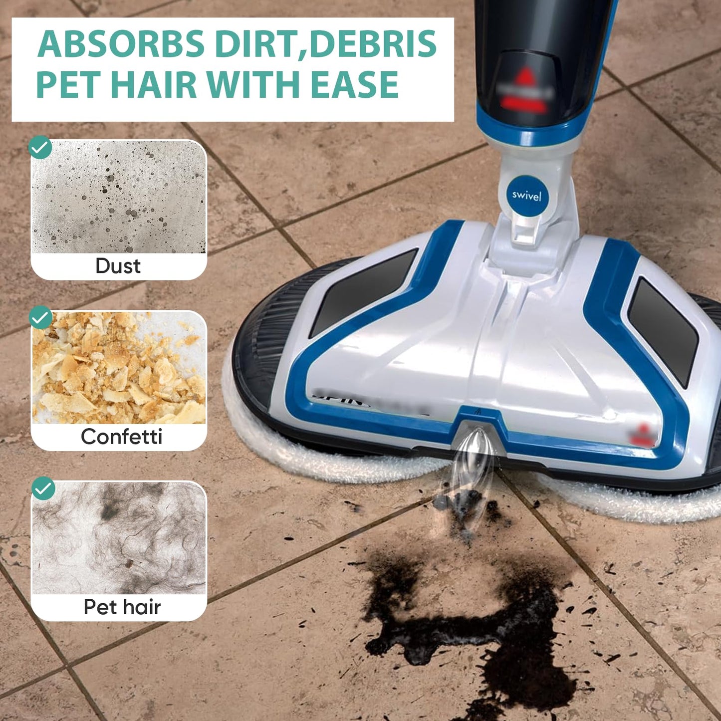 BIHARNT 6 Pack Spin-Wave Mop Replacement Pads Compatible with Bissell Spin-Wave 2039,2039A,2124,2307,23157,20391,20399 Series Steam Mop Pads for Bissell Spin-Wave Hard Floor Cleaner