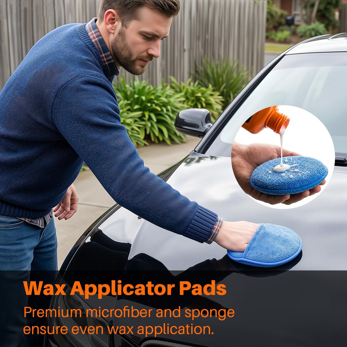 SZTCECDM Microfiber Wax Applicator Pads, Car Wax Applicator with Finger Pocket, Buffing & Detail Polishing Foam Pads for Car Cleaning and Fine Polishing (5 inch, 12 Pack)