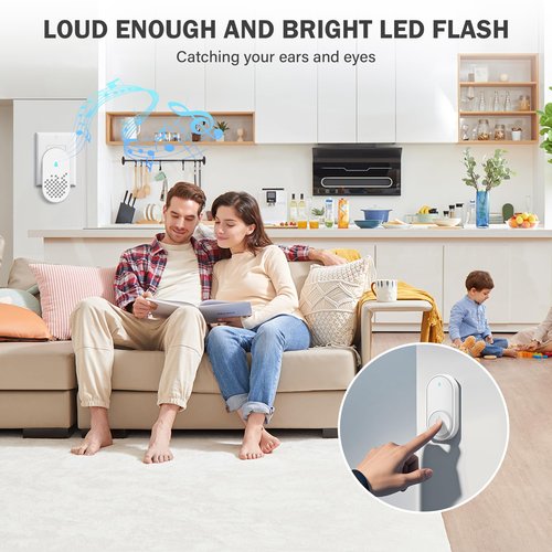 Wireless Doorbell Chime Kit, Door Bell with 1000ft Range 32 Chimes, Easy Installation, Adjustable 4 Volume, Battery Operated, Door Bell Ringer Wireless for Business/Store/Home/Office When Entering