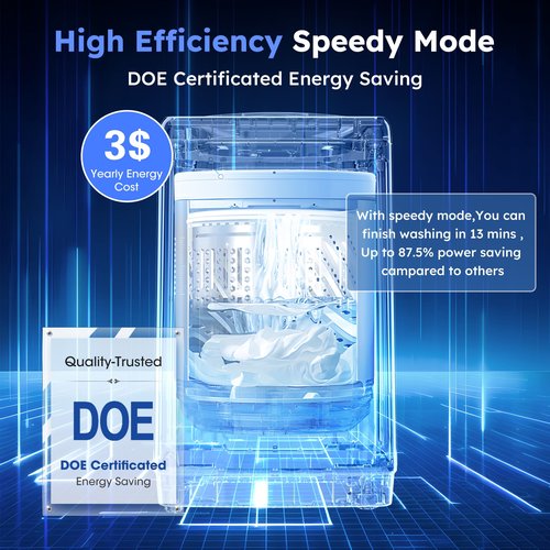 Compact Top-Load Washing Machine, Full-Automatic 1.5 Cu.ft Washer with LED Display & 8 Cycles for Apartment, Home, Dorm and RVs