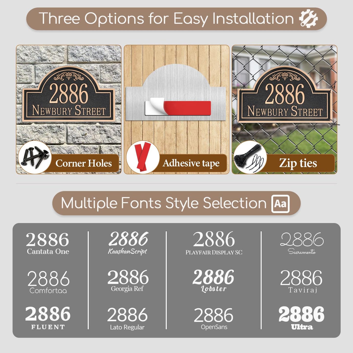 Ayowittu Engraved Large Address Plaque - Persoanlized House Number Sign House Sign,House Numbers for Outside House,Driveway,Yard,Garden,Fence,Apartment,Garage,Business 15"" x 8.6'', Night Owl