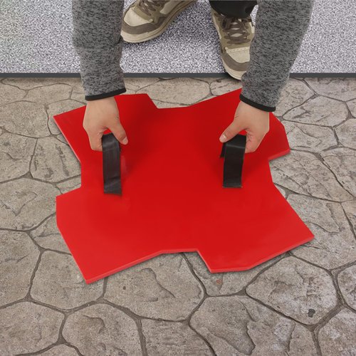 FiueStur 23x23 Inch Realistic Stone Crack Concrete Stamp Textured Mat for Patio Walkway Driveway Non-Slip Durable PU Mold Easy to Clean