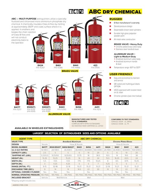 Amerex B456 ABC Dry Chemical Fire Extinguisher with Aluminum Valve, 10 lb