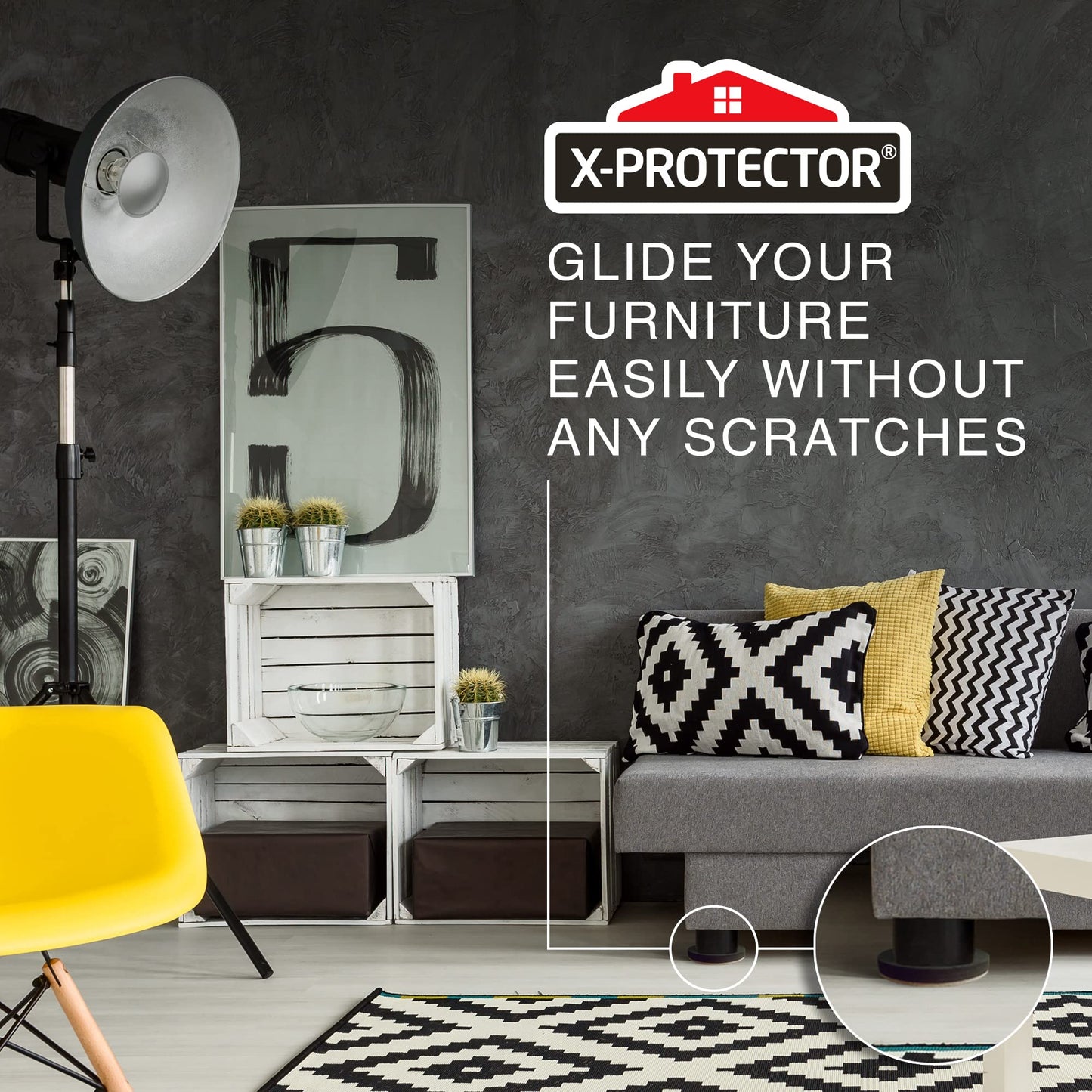 Felt Furniture Sliders for Hardwood Floors X-PROTECTOR 8 PCS 4 3/4” - Furniture Slider with Unique Design - Heavy-Duty Furniture Movers for Hard Surfaces - Felt Sliders - Move Your Furniture Easily!