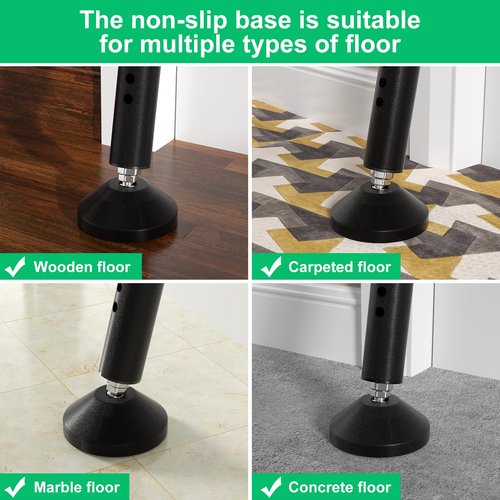 Door Stoppers Security Bar & Sliding Glass Door Lock Keep Your Home Security, Adjustable Jammer with Interchangeable Caps & Rubber Tips, Ideal for Apartment, Home and Travel Protection,Black(2Pack)