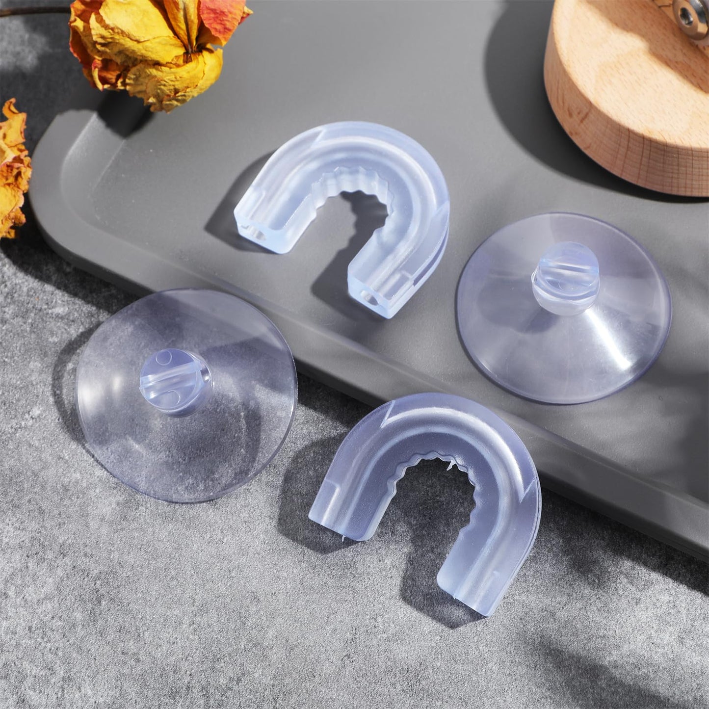 6 PCS Bathroom Shower Caddy Connectors, Shower rack not included, with 3 Pieces Rubber Rings Bathroom Decor Replacement Suction Cup Holders, Transparent Showers Suction Easy to Attach