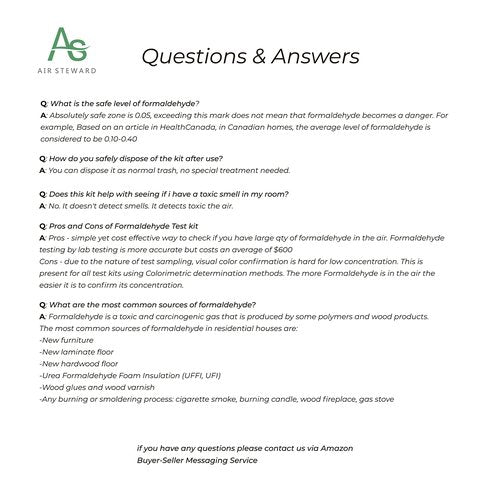 Air Formaldehyde (HCHO) DIY test kit - Know What's in the Air that Surrounds You (Pack of 1)