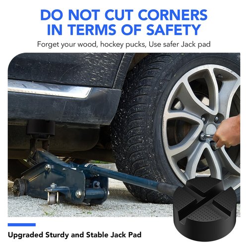 Suewort Upgraded Pinch Weld Jack Pad, Two Depths X-Grooves Floor Jack, Easily Fit Different Cars, Thicker Sturdy and Grippy Rubber Pad to Protect You and Your Car, 3.9 x 3.9 x 1.8 in