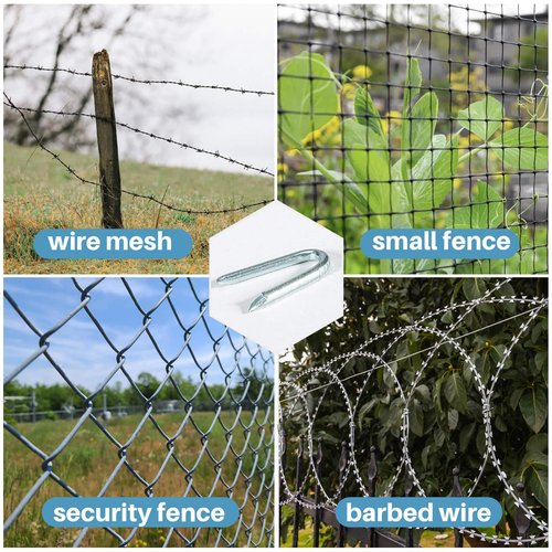 Sukh 210 PCS U Fence Staples - Galvanized U Shaped Nails Heavy Duty Staples Fencing Staples U Nails for Wood Fencing Barbwire Fence (Siver