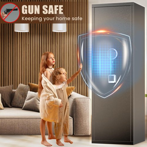 8-12 Fingerprint Gun Safe for Rifles and Pistols,No Assembly Required,Gun Safes for Rifle and Password Lock, Gun Cabinet for Home with Adjustable Shelves