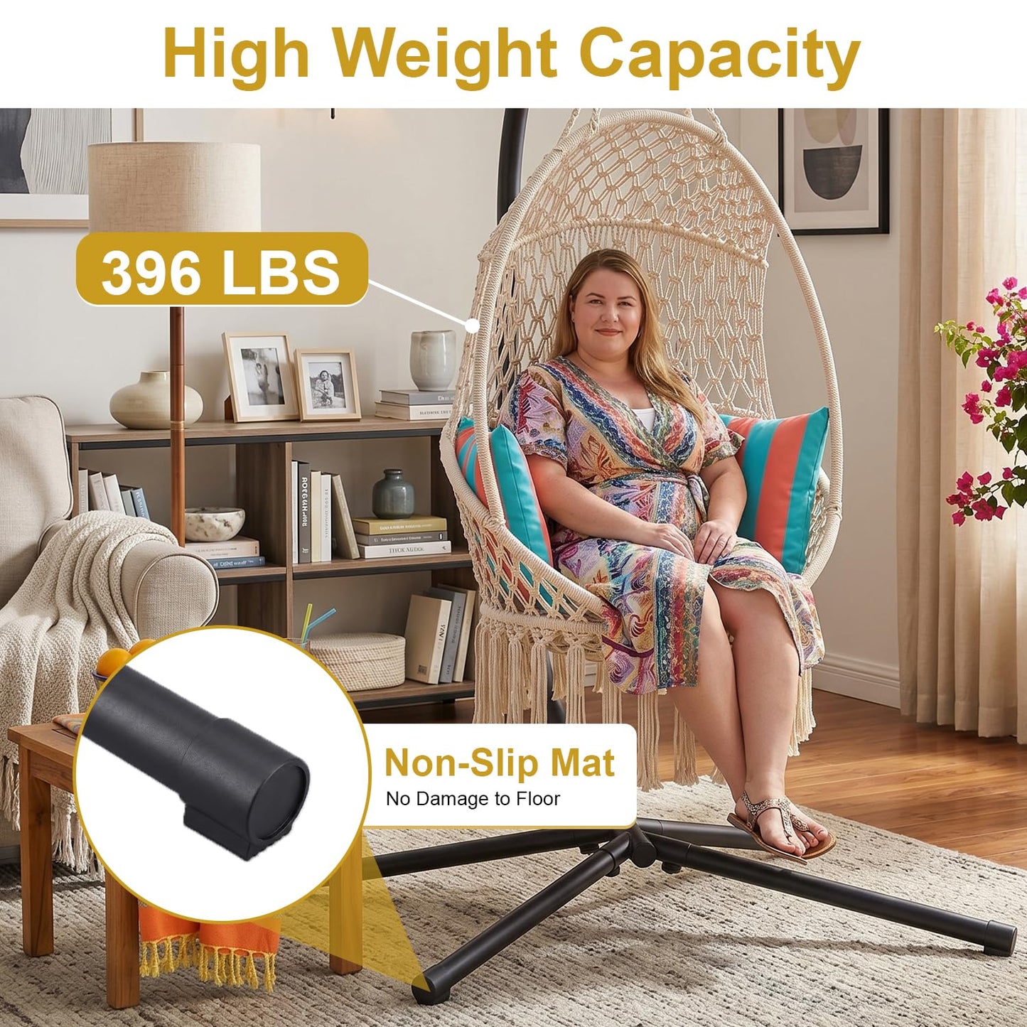 FDW Hammock Chair Stand, Outdoor Solid Steel Heavy Duty Construction for Hanging Hammock, Hanging Stand Max Load 400 LBS Air Porch Swing - 360 Degree Rotation