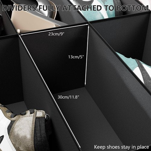 Under Bed Shoe Storage Organizer for Closet Fits 24 Pairs-Sturdy Underbed Shoe Storage Box Bins,Set of 2 (Linen-like Black)