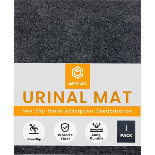 Urinal Mats Non-Slip Non-Adhesive Water Absroption Bathroom, Restaurant, Gym, Restroom Toilet floor Pad for Men and Women Rectangular Shaped Dark Gray Commercial Splash (1 PACK)
