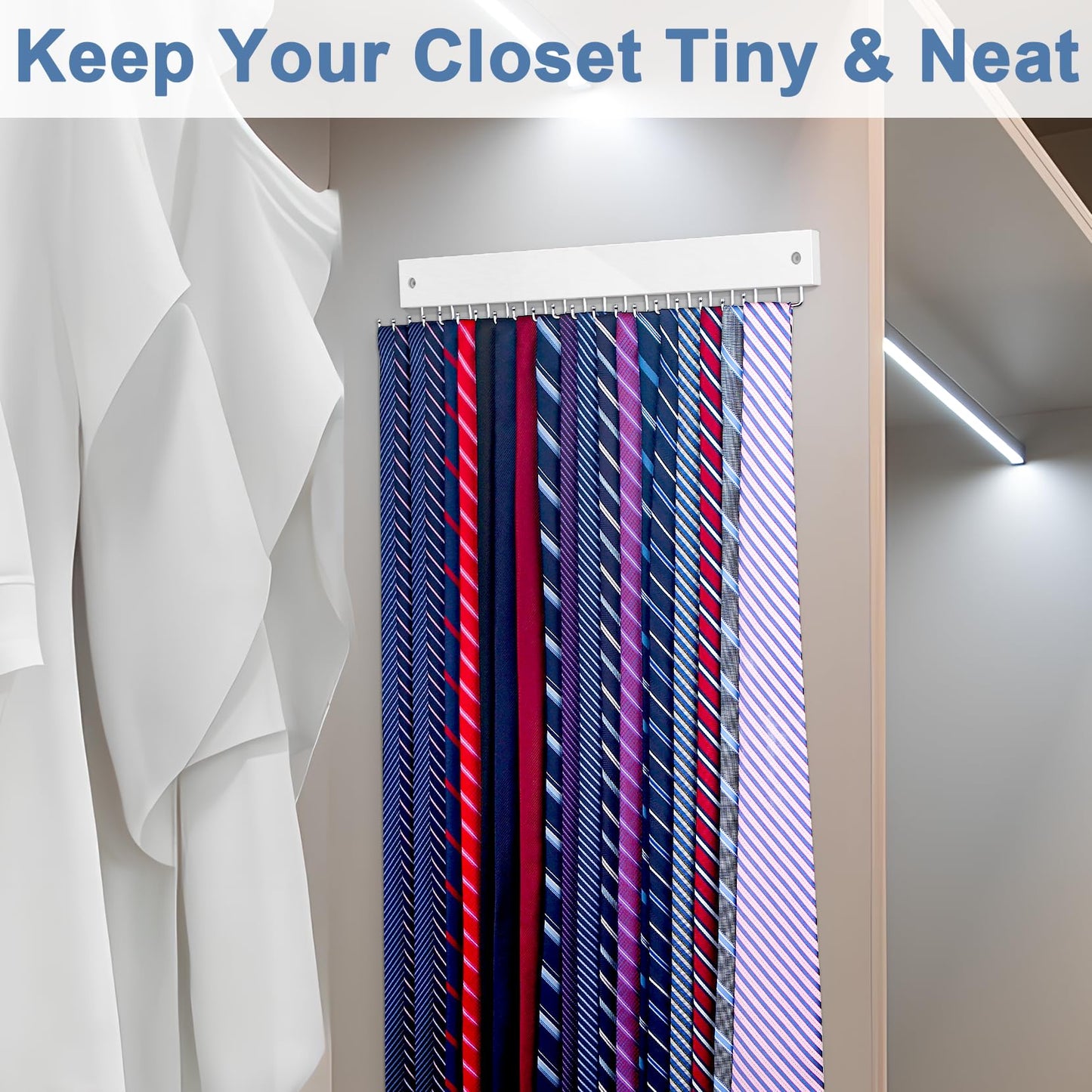 Tie Rack Wall Mounted, Belt Rack Tie Organizer for Men with 20 Storage Hooks, Non Slip 180 Degree Rotating Tie Holder Belt Hanger for Closet/Wall Mount