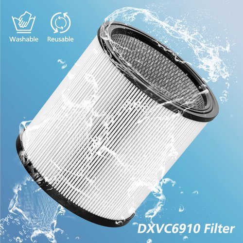 DXVC6910 Cartridge Filter Replacement for DEWALT Wet/Dry Vac Vacuum Cleaner 6-16 Gallon Filter Compatible with DeWalt DXV06P DXV09P DXV10P DXV10PL DXV10SA DXV12P DXV14P DXV16P 2 Pack
