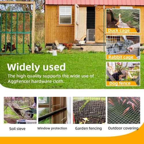 AggFencer 8inch x 25ft Hardware Cloth 1/4 inch Chicken Wire Fencing 23Ga, Hot Dipped Galvanized After Welding Garden Plant Supports Welded Metal Chicken Wire Fence, Poultry Animal Netting Cage Screen