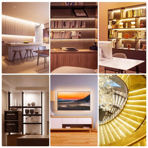 DAYBETTER Under Cabinet Lights, 6 PCS Under Cabinet Lighting with Remote, Dimmable LED Strip Lights for Bedroom, LED Lights for Kitchen Cabinet, Counter Shelf 2700K-6500K Warm to Daylight White, 9.8ft