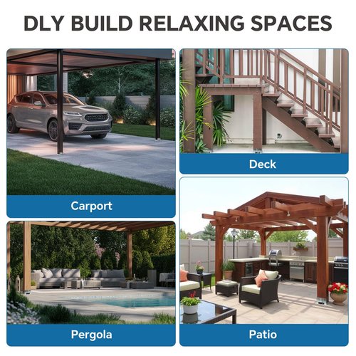 8x8 Galvanized Post Base for Concrete, 4 Pack Post Deck Base Anchor for 7.5x7.5 Wood, Post Base Holder with 1" Standoff for Deck Gazebo Pergola Porch, Includes 8 Fastener & 64 Screws