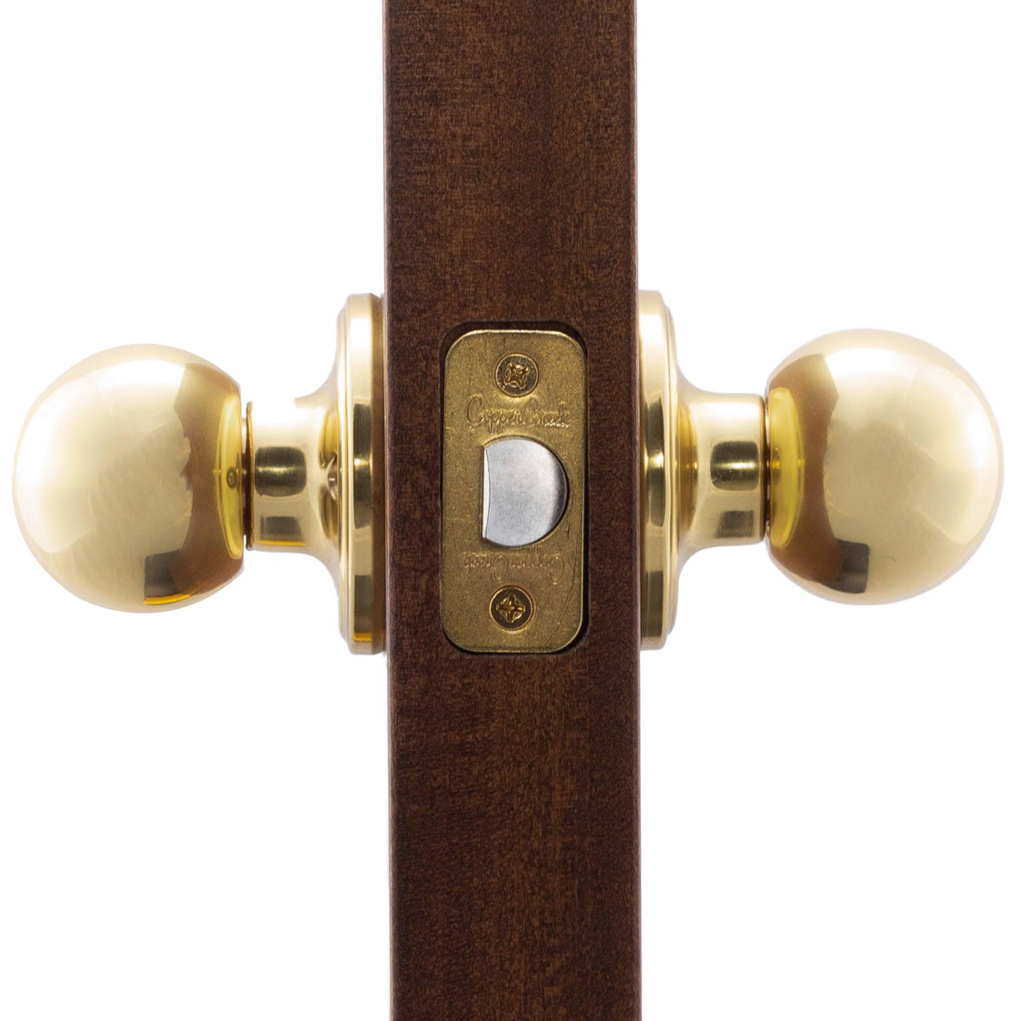 Copper Creek BK2020PB Ball Door Knob, Passage Function, 2 Pack, in Polished Brass