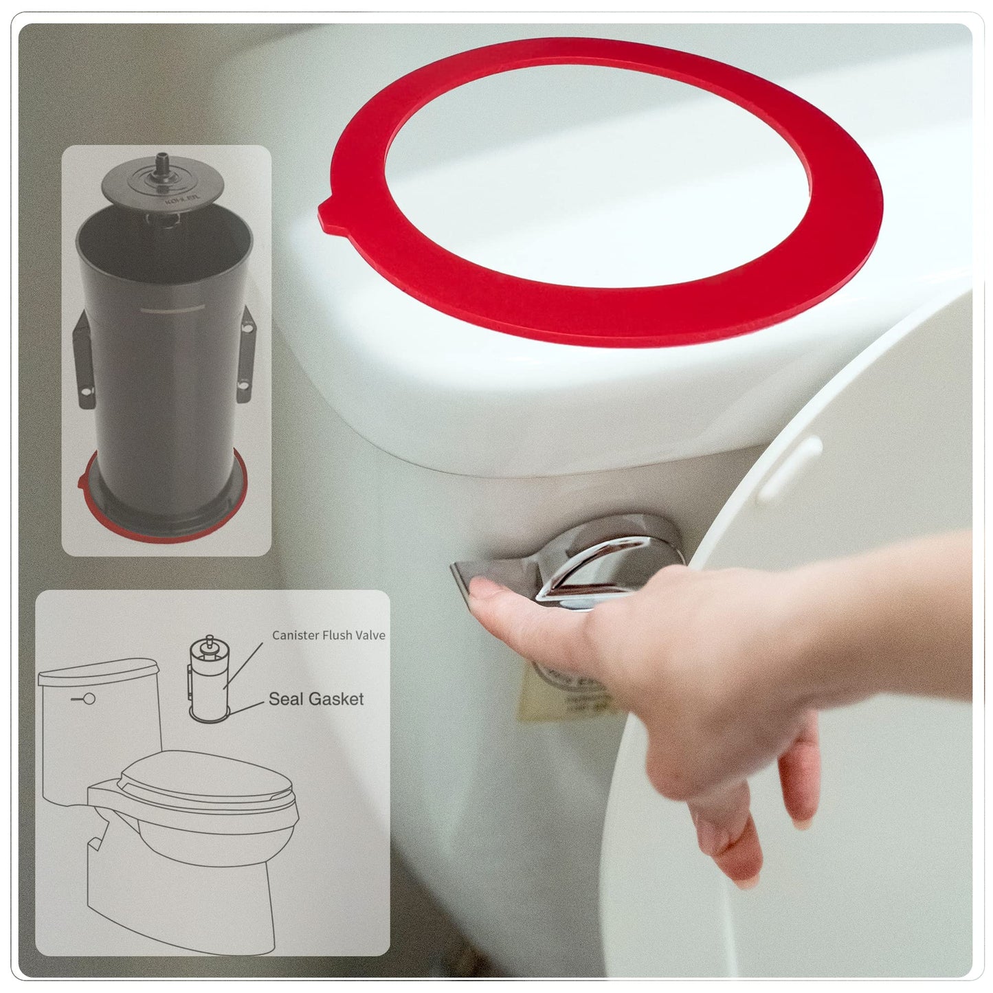 Flush Valve Seal for Kohler, 3 Pack Upgraded Silicone GP1059291 Canister Flush Valve Gasket Replacement Kit, Leak-Proof Toilet Tank Seal Compatible with K-4436, Easy Installation Toilet Repair Parts