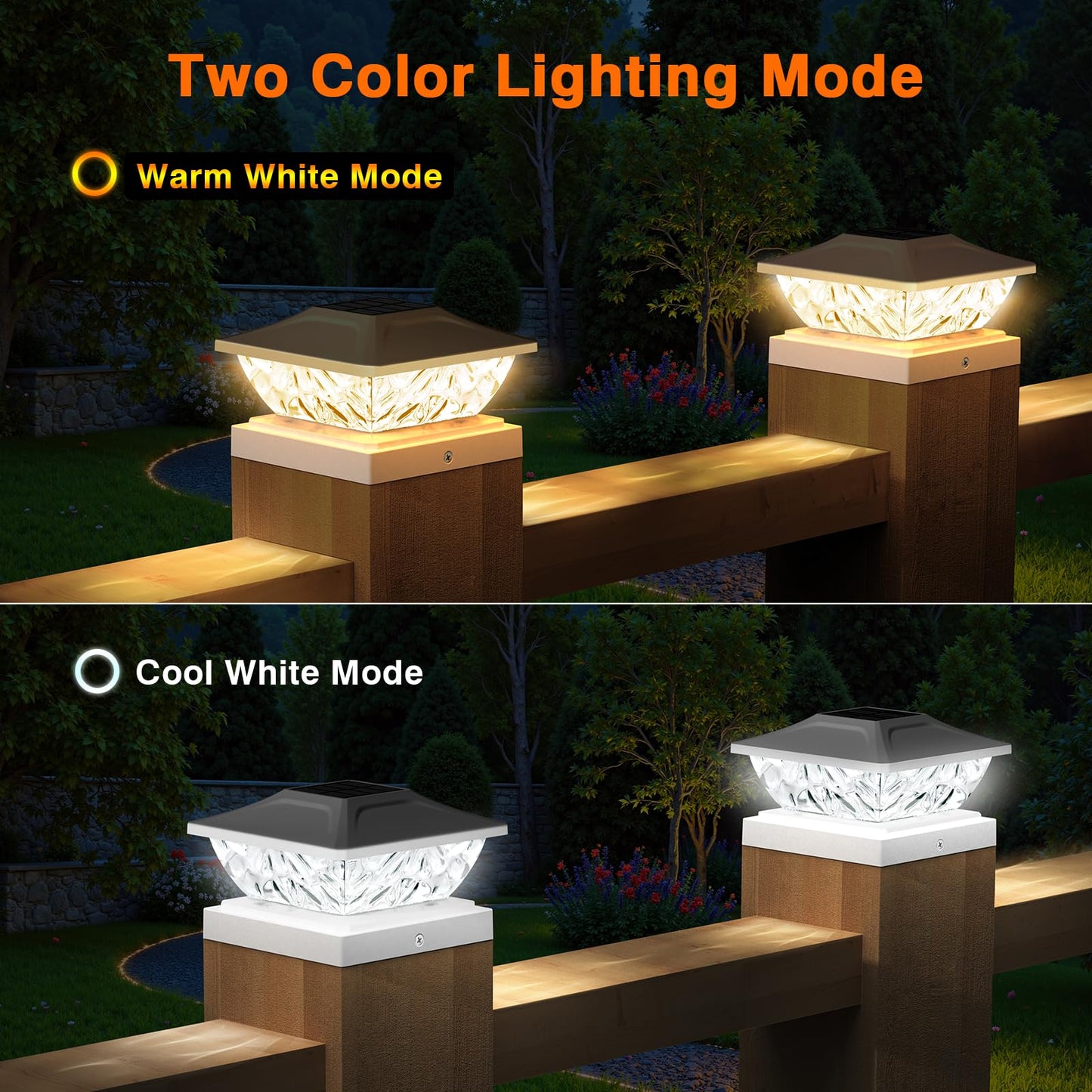 ENSLI 12 Pack Solar Post Cap Lights, 2 Modes Bright Solar Post Lights Outdoor Waterproof, Outdoor Post Lights Solar Powered Deck Lights for 4x4 4.5x4.5 5x5 Posts for Garden Decor