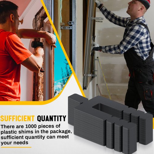 Otoolling 1000 Pcs 1/16" x 3-1/2" Stack Shims Bulk Stackable Black Shims for Windows & Doors