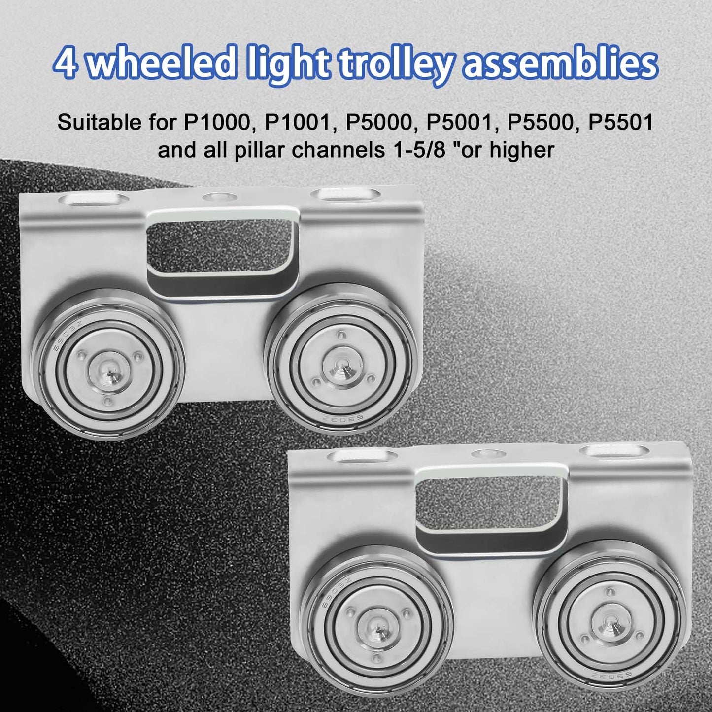 P2750-EG Trolley Assembly 4 Wheel Light Duty for Use with All 1-5/8" P1000, P1001, P5000, P5001, P5500, P5501 or Taller Strut Channel, Unistrut, Superstrut (2Pack)
