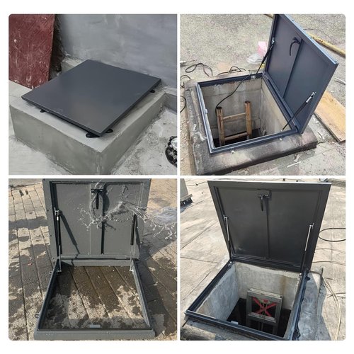 VOLDAX Heavy Duty Commercial Roof Access Hatch Emergency Escape Hatch Cover, Easy Open Roof Hatch with Support Rods, Sealed Roof Access Door for Warehouses(96 * 96cm/37.8 * 37.8in)