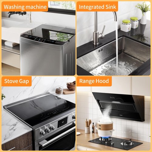 Stainless Steel Stove Gap Covers (2 Pack), Upgraded Version, Stove Gap Filler, Oven Gap Filler for Kitchen Counter, Range Trim Kit, Heat Resistant, Adjustable Length 13.8” to 27.5”, Width1.3”