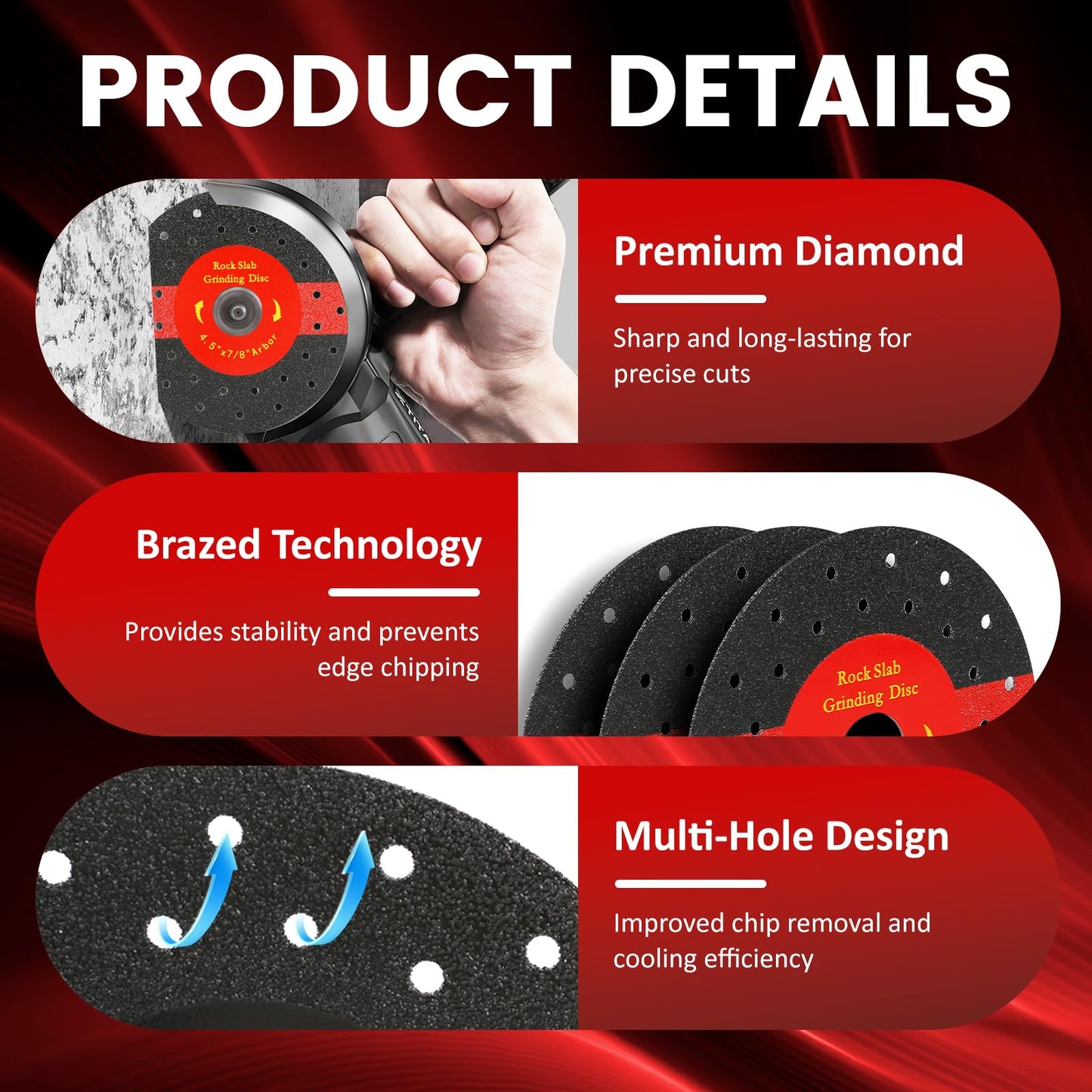 LUNVITO 4-1/2 Inch Rock Slab Grinding Disc 3 Pcs Diamond Chamfered Saw Blade Rock Slab Disc Ultra-Thin Tile Cutting Disc Ceramic Cutting Blade for Angle Grinder Marble Granite Porcelain Tile Glass