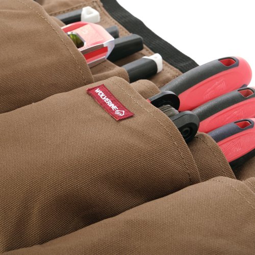 WOLVERINE Guardian Cotton Waist Apron with Reinforced Pockets, Adjustable Belt & Large Utility Pockets,Brown