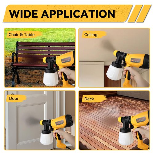 Upgraded Electric Sprayer Paint Gun,High Power HVLP Paint Sprayer with 5 Nozzles & 3 Spray Settings,Flexible Flow Control,Easy-to-Clean Design,Ideal for Furniture,Walls,Fences,Cabinets,Door etc
