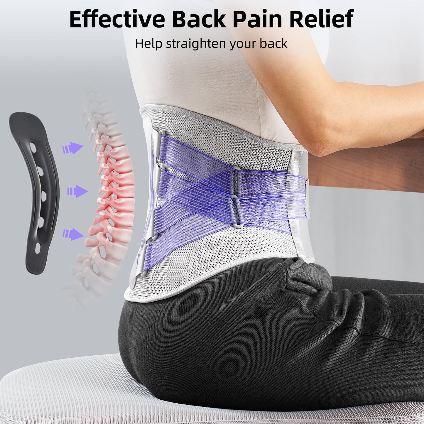 FREETOO Back Brace for Lower Back Pain Women with Bionic Support System, Adjustable Knitted Lumbar Support Belt, Breathable Mesh Design with Lumbar Pad,for Herniated Disc,Sciatica,Scoliosis