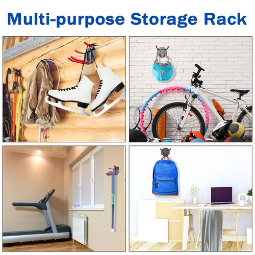 XBA Wall Mounted Ski Organizer - 2 Pair Ski & Pole Rack with Padded Hooks & Elastic Straps - Heavy Duty Indoor/Outdoor Storage