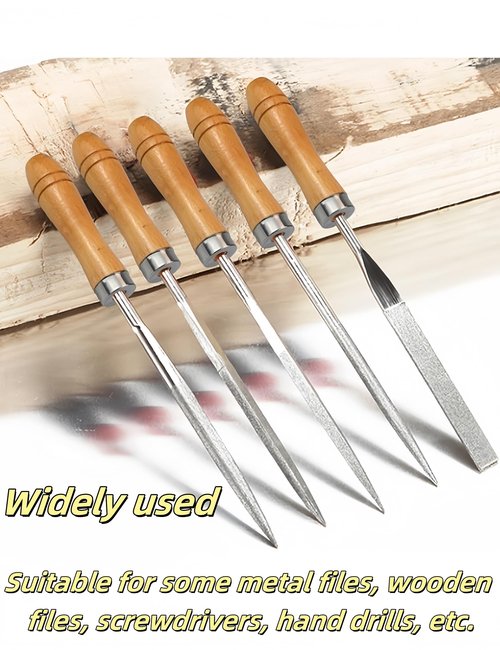 luvilly10 Pack Wooden File Handle, Strong Metal Collars Medium Handle Large Handle, Ergonomic Handles for Drill/Crafting