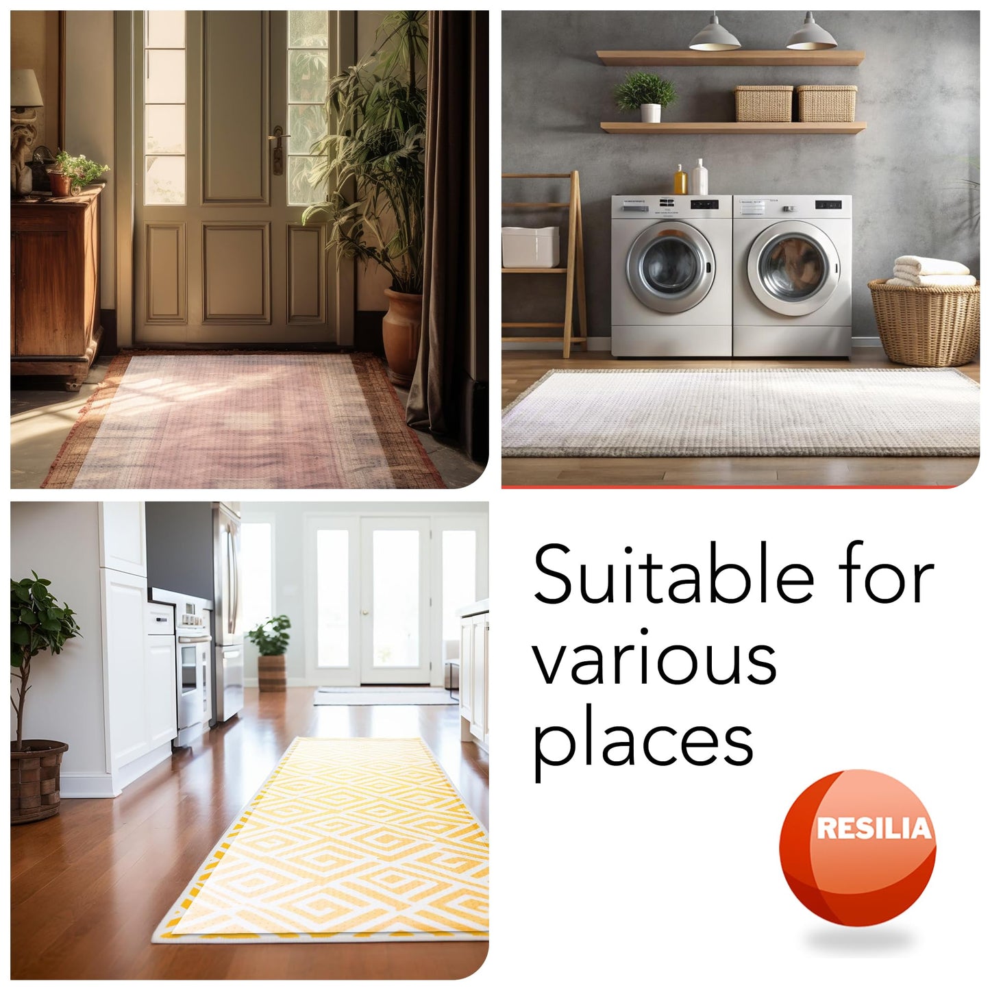 RESILIA Industrial Deep Pile Carpet Runner - Crosshatch Pattern Non Slip Carpet & Rug Protector Mat, Waterproof Clear Plastic Vinyl Floor Covering, 24 Inches Wide x 6 Feet Long, Made in The USA