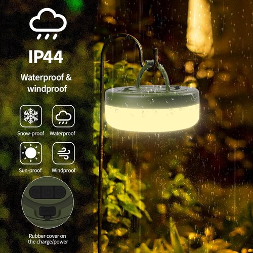 Camping String Lights, 4000mAh Rechargeable Outdoor String Lights with 13 Lighting Modes, Quick 30s Recovery, 32.8ft Retractable Camping Light for Tent, Garden, Travel Decoration