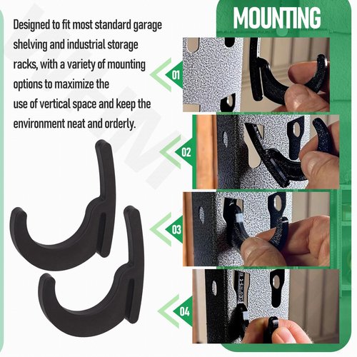 WHMYZHL 18 Pcs Universal Hooks for Garage Shelving and Industrial Storage Racks with Keyhole Slots Including L/J Heavy-Duty Hooks - Holds up to 40 lbs.