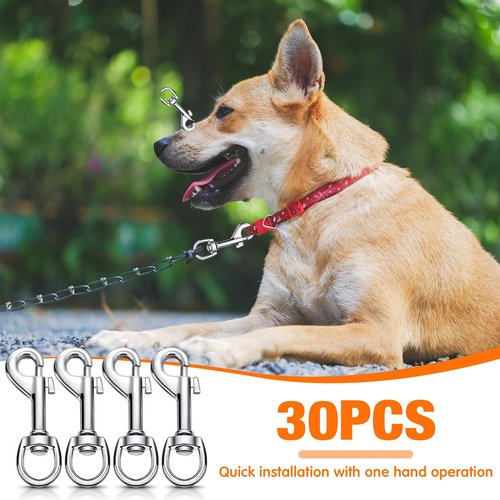 Therwen Swivel Snap Hooks - 2.76 Inch Flag Hooks, Multipurpose Bolt Snap for Keychain, Camera Strap, Pet Leash (30)