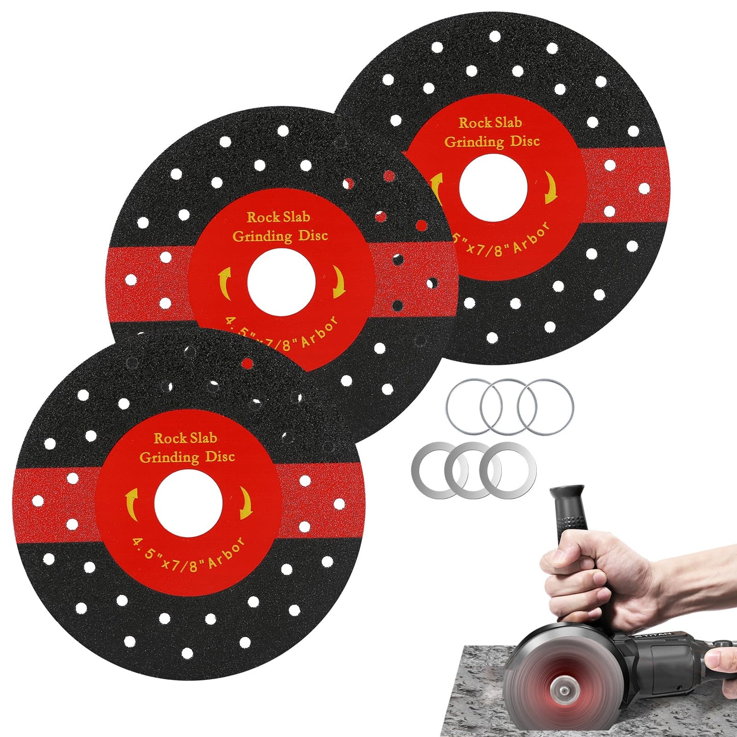 LUNVITO 4-1/2 Inch Rock Slab Grinding Disc 3 Pcs Diamond Chamfered Saw Blade Rock Slab Disc Ultra-Thin Tile Cutting Disc Ceramic Cutting Blade for Angle Grinder Marble Granite Porcelain Tile Glass