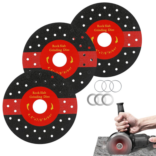 LUNVITO 4-1/2 Inch Rock Slab Grinding Disc 3 Pcs Diamond Chamfered Saw Blade Rock Slab Disc Ultra-Thin Tile Cutting Disc Ceramic Cutting Blade for Angle Grinder Marble Granite Porcelain Tile Glass