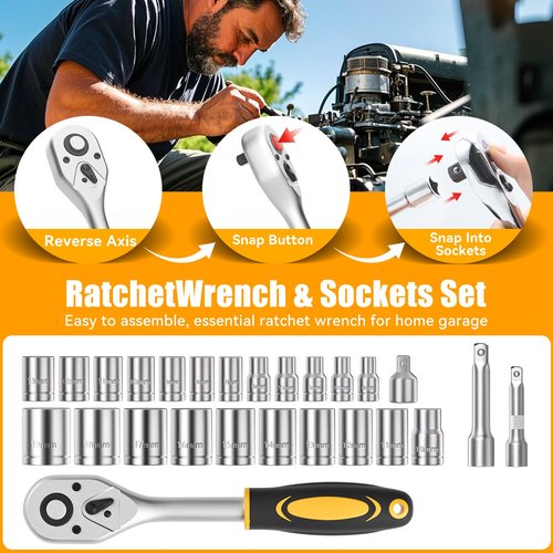 CRESOLVIA Home Tool Kit 199 Piece Basic Household Auto Repair Tool Set Car Toolbox General Hand Tool Kit for Home Men Women DIY with Plastic Toolbox Storage Case Pliers Wrench Combination