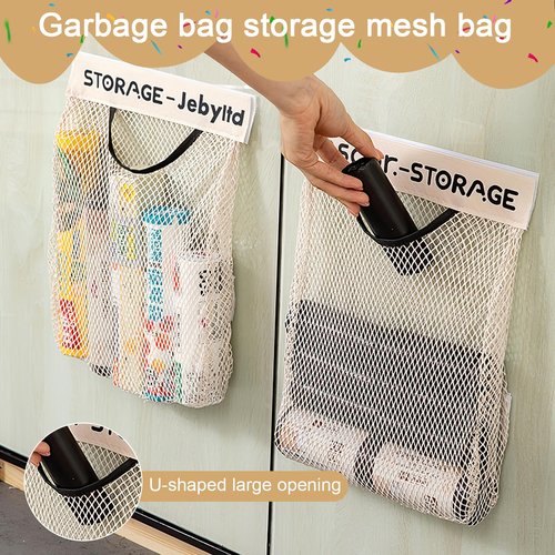 Hanging Mesh Storage Bag Wall Mounted Organizer for Bathroom Toiletries Shower Supplies and Daily Essentials Storage(Ascor-Storage Beige)