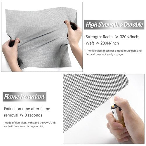 Senneny 48" x 106" Adjustable Window Screens, DIY Custom Fiberglass Screen Mesh, Window Screen Replacement for Windows Doors and Patio Screens, Premium Pet Screen (Black, 59" x 106")