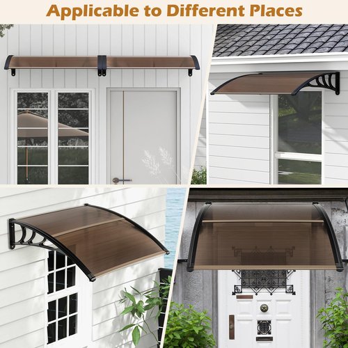 Tangkula 40" x 48" Window Awning, Modern Polycarbonate Overhead Door Awning with Hollow Sheet for Rain Snow Sunlight Protection, UPF 50+ Awnings for Patio, Door, Deck, Porch