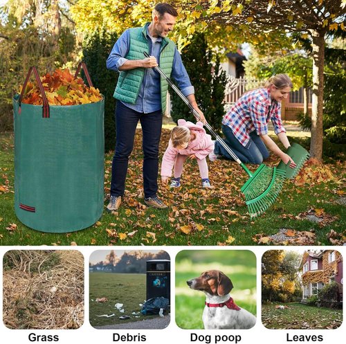 5-in-1 Garden Leaf Rake Tool Set ,53 inches Adjustable Leaf Rake with 2 Large Leaf Collector Bag,A Pair of Leaf Grabbers and A Pair of Work Gloves– Perfect for Yard Cleanup, Outdoor Gardening